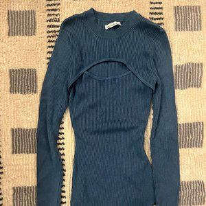 Abercrombie and Fitch Ribbed Cutout Sweater Bodysuit - Slate Blue